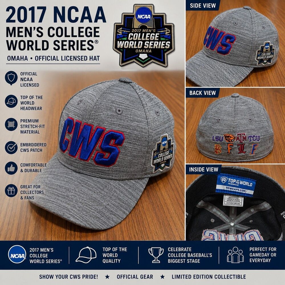 2017 NCAA Men's College World Series Omaha Top of the World Gray Hat CWS